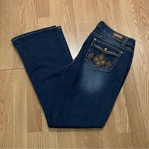 Shyanne Women’s Jeans Bootcut Flare 34 (34x30) Thick Stitch Embellished Western